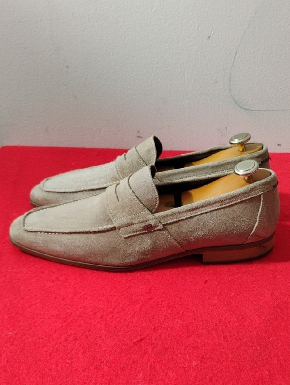 Bruno Magli Men's Suede Penny Loafers in Beige - Picture 2 of 10